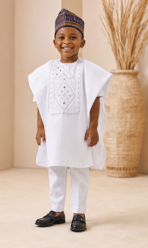 Boy's White Native Agbada