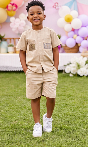 Boy's Beige Short Set