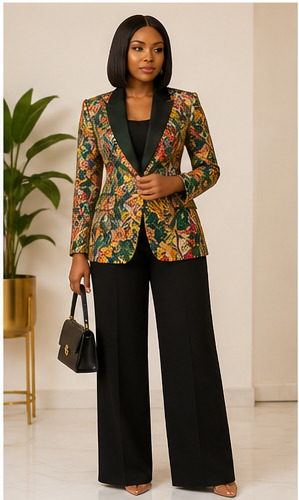 Ankara Wide-Leg Blazer Set