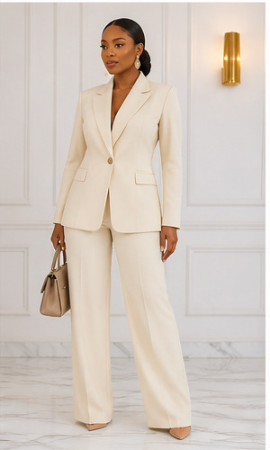 Ivory Double-Breasted Pantsuit