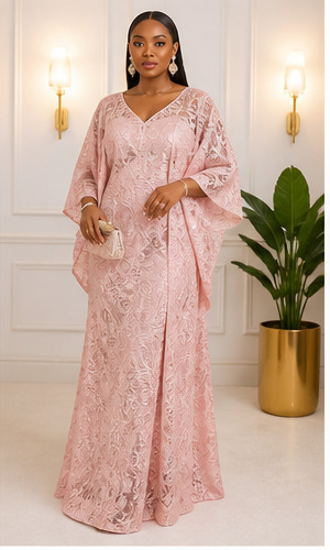 Blush Lace Kaftan Dress